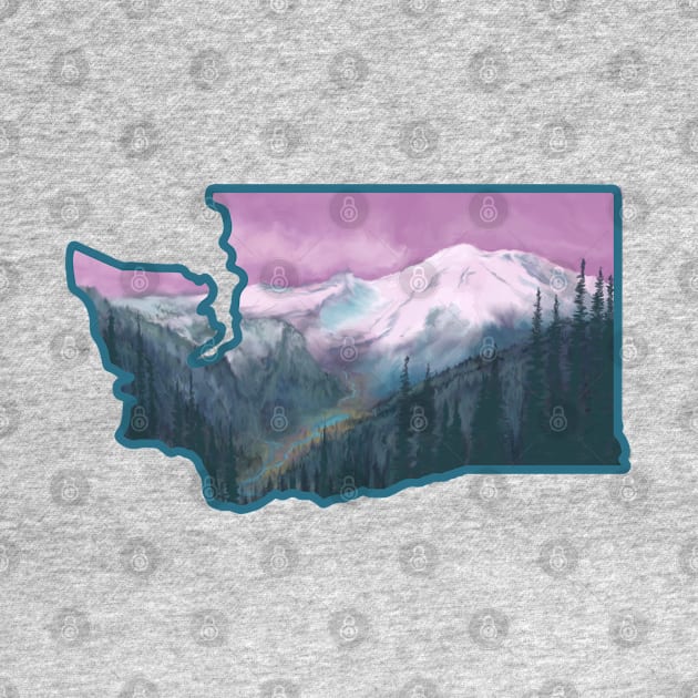 Mount Ranier Washington State Outline by Spatium Natura